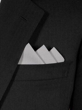 NEW Grey 100% Cotton Pre-Folded Pocket Square Handkerchief Insert